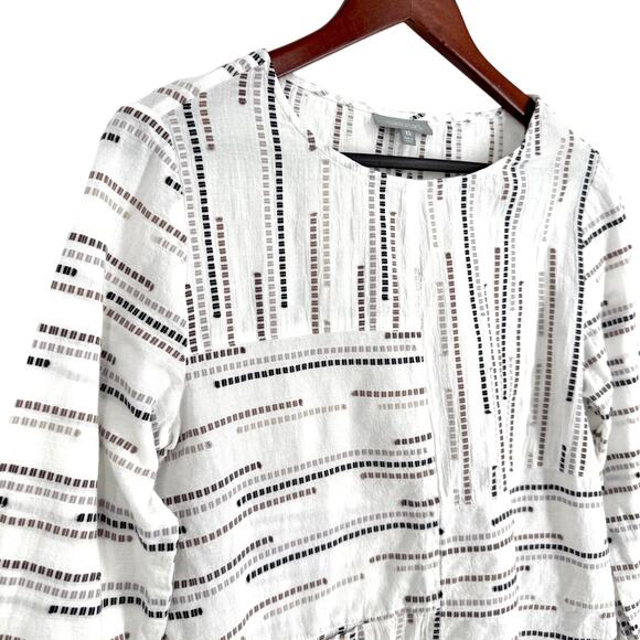 Habitat Sz XS White Brown Wearable Art to Wear Artsy Blouse Shirt Top Summer - Picture 3 of 7